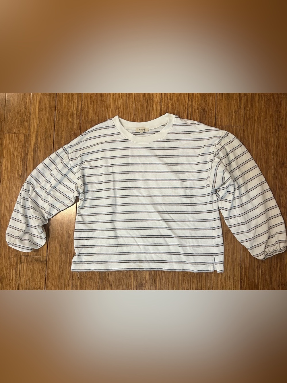 Madewell White Long Sleeve with Thin Stripes